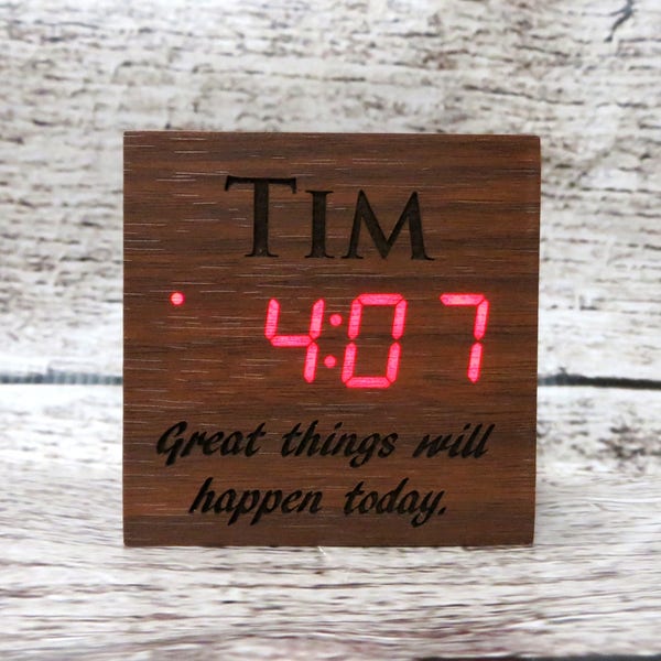 Personalized Wood Alarm Clock, Customized Digital Clock, House Warming Gift, Graduation, Bridesmaid Gift, Wedding Gift