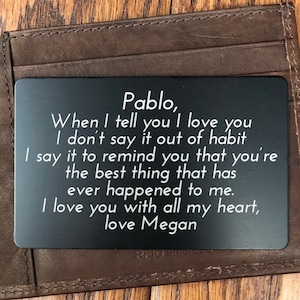 Personalisiertes Portemonnaie, Geschenk für Ihn, Mann, Jahrestag, Vatertag, personalisiert graviert, Hochzeit, Bedeutungsvolles Geschenk, Verlobter