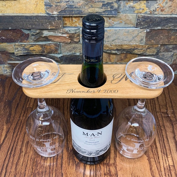 Personalized Wood Wine Glass Caddy, Wine Butler, Home Decor, Wet Bar, House Warming Gift, Mothers day, Unique Affordable Gifts, Brides Maids