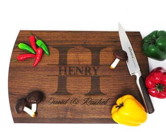 Large Personalized Wooden Cutting board - Wedding Gift - Kitchen Decor - Custom - Realtor - Closing - Christmas - Housewarming - Anniversary