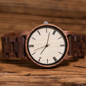 Custom Engraved Wooden Wrist Watch - Grandfather Gift - Anniversary - Fathers Day - Valentines - Father of the Groom - Personalized - Unique