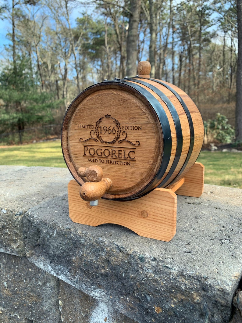 Personalized Oak Whiskey Barrel, Groomsmen Gift, Best Man, Groom Gift, Gifts for Men, Christmas, Liquor, Birthday, Father's Day, Barware image 4