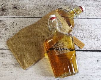 Personalized Large Glass Whiskey Flask