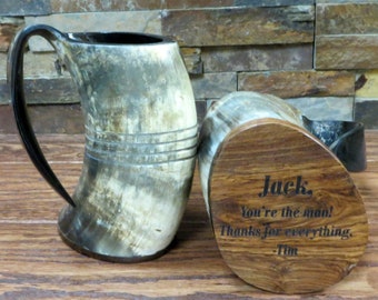 Authentic Buffalo Horn Mug, Personalized Beer Mug, Bar, Groomsmen Gift, Groomsman, Best Man, Gifts For Men, Viking Tankard, Fathers Day