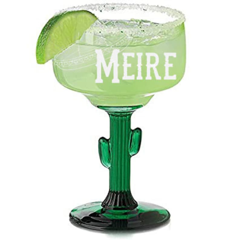 Personalized Margarita Glass With Cactus Stem Couples Gift Etsy