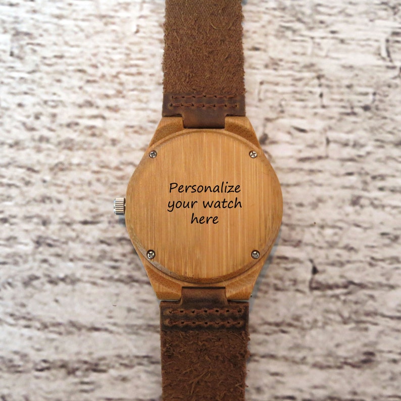 Wood Watch with Leather Band Personalized, Custom Groomsmen Gift, Accessories for Men, Fathers Day, Best Man, Christmas, Husband, Dad MW1 image 5