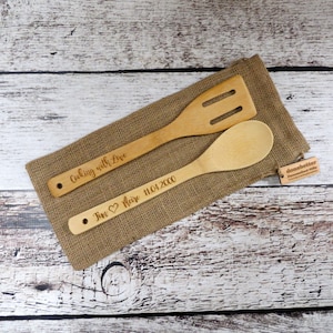 Personalized Wooden Spoon and Spatula, House warming Gift, Kitchen Utensils - Decor - Christmas - Birthday - Mother&#39;s Day - Christmas