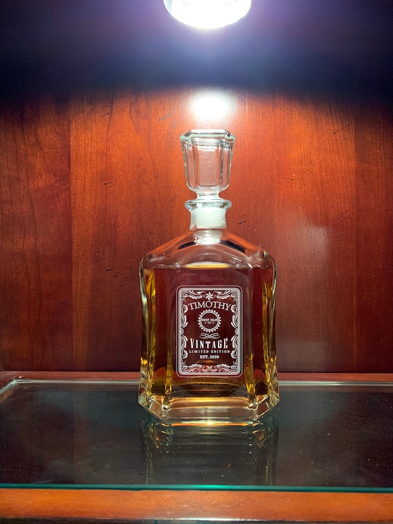 Bouteille de whisky personnalisée avec photo et texte - Design Vintage