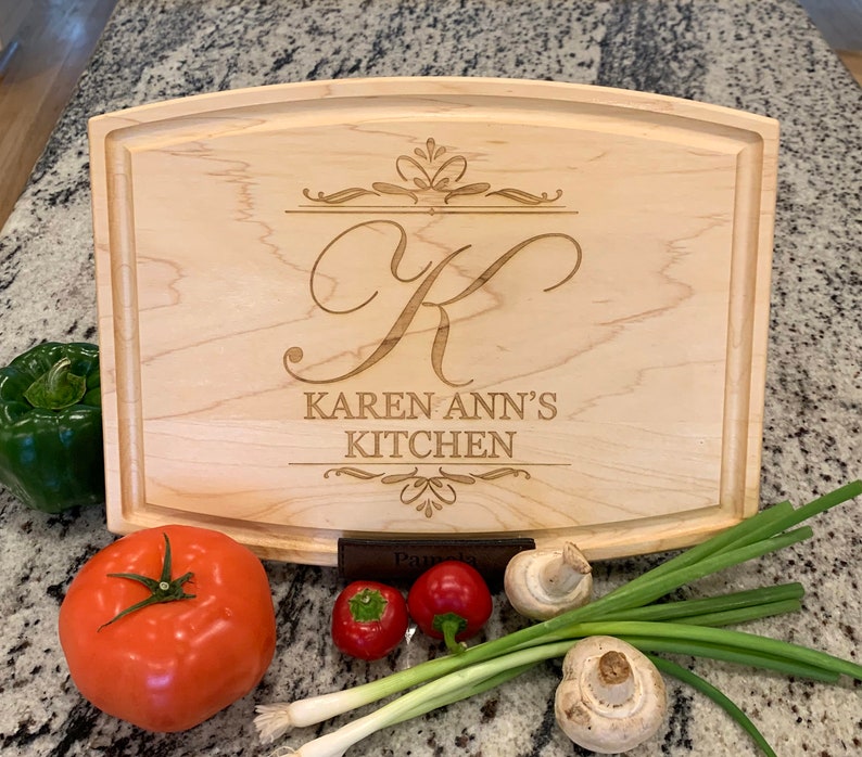 Personalized Cutting Board, House Warming, Custom Wedding Gift, Hand Made Unique Gift, Engraved Wood Breadboard, Monogrammed Realtor Closing image 1