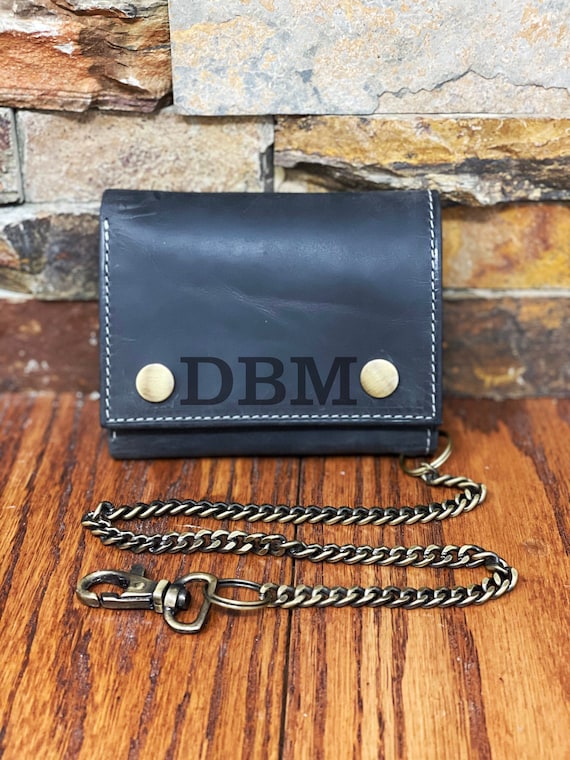 Leather Trifold Chain Wallet [Personalized] [Handmade]