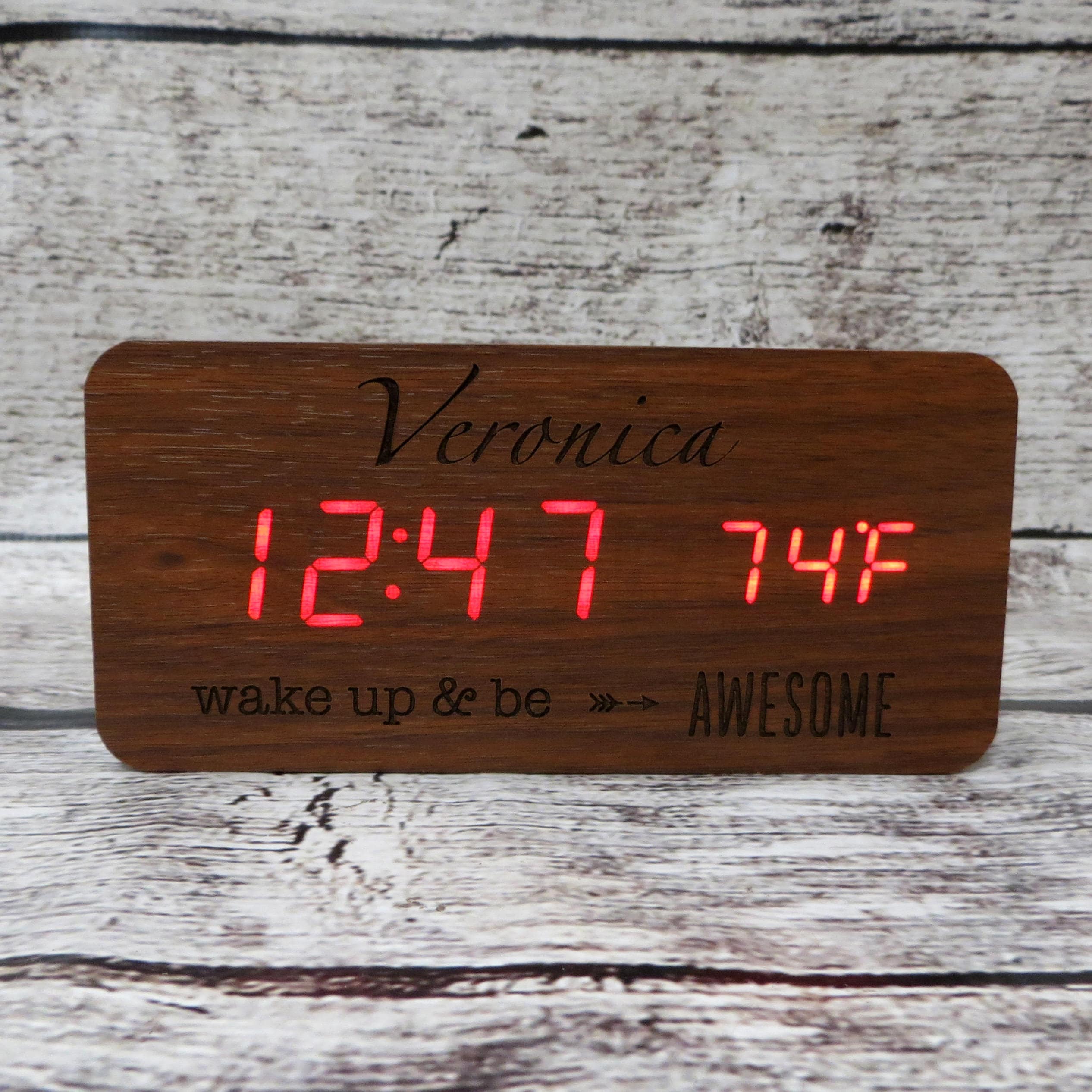 Personalized Wooden Clock Customized Alarm Clock Engraved Etsy