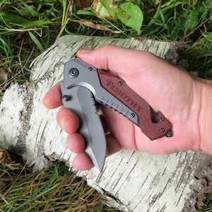 Personalized Custom Engraved Pocket Knife, Gifts for Men, Groomsmen, Camping, Survival, Best Man, Fathers Day, Hunting, Fishing, Boys gift