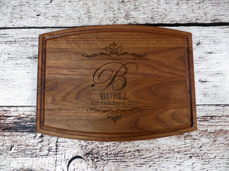 Personalized Cutting Board, House Warming, Custom Wedding Gift, Hand Made Unique Gift, Engraved Wood Breadboard, Monogrammed Realtor Closing image 8