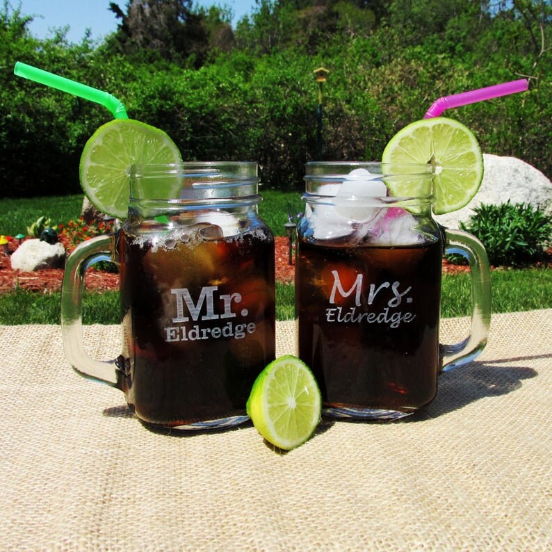 Personalized Couple Mason Jug With Lid and Straw - Gift For Him/Her - I licked It So It's Mine main image 0