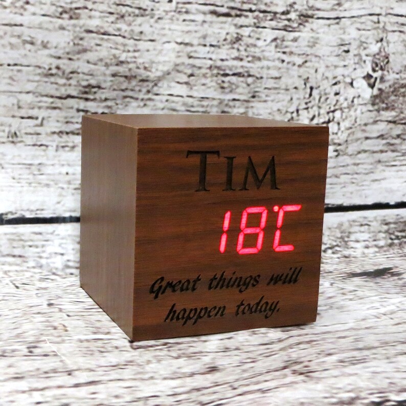 Personalized Wood Alarm Clock Customized Digital Clock House Etsy