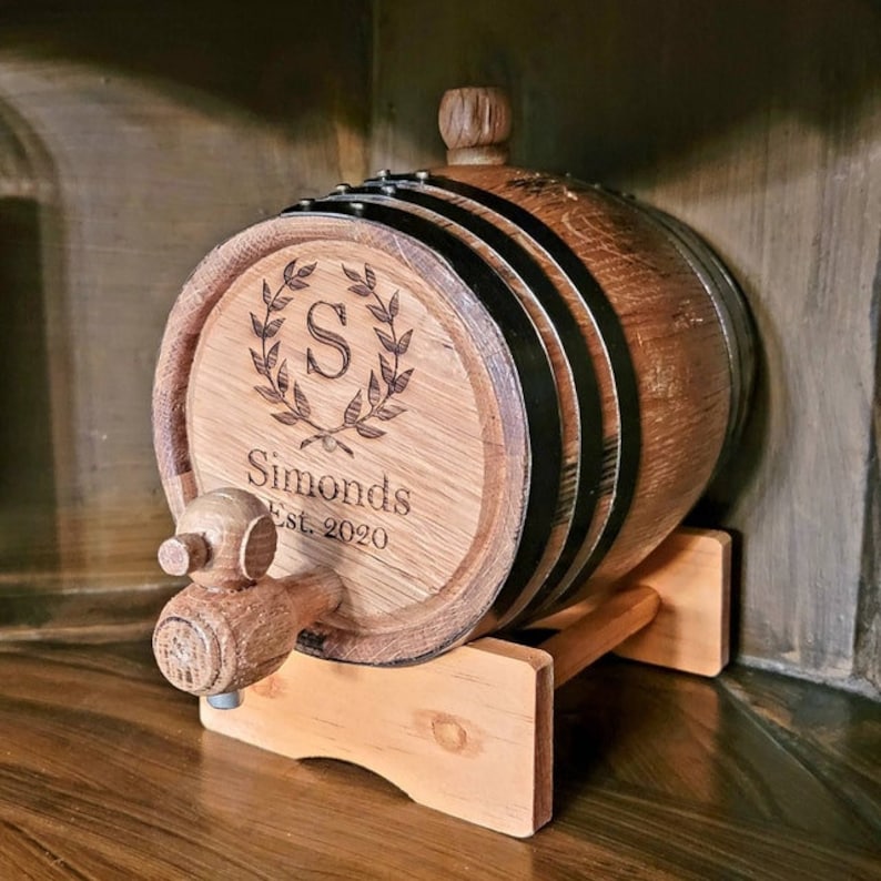 Personalized Oak Whiskey Barrel, Groomsmen Gift, Best Man, Groom Gift, Gifts for Men, Christmas, Liquor, Birthday, Father's Day, Barware image 3