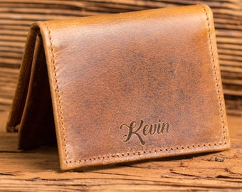 Awesome Personalized Wallet, Engraved Leather Anniversary Gift, Best Man Fathers Day, Gifts for Him, Christmas, Groomsmen, Gift for Men ZB32