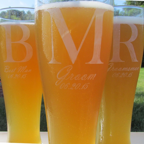Set of 6 - Custom Engraved Beer Can Glass, Groomsmen Beer Glass – Happily  Ever Etched