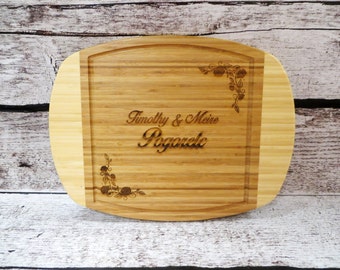 Two Toned Bamboo Cutting Board- Personalized- Wedding Gift- Anniversary Gift- House Warming Gift- Couples Gift