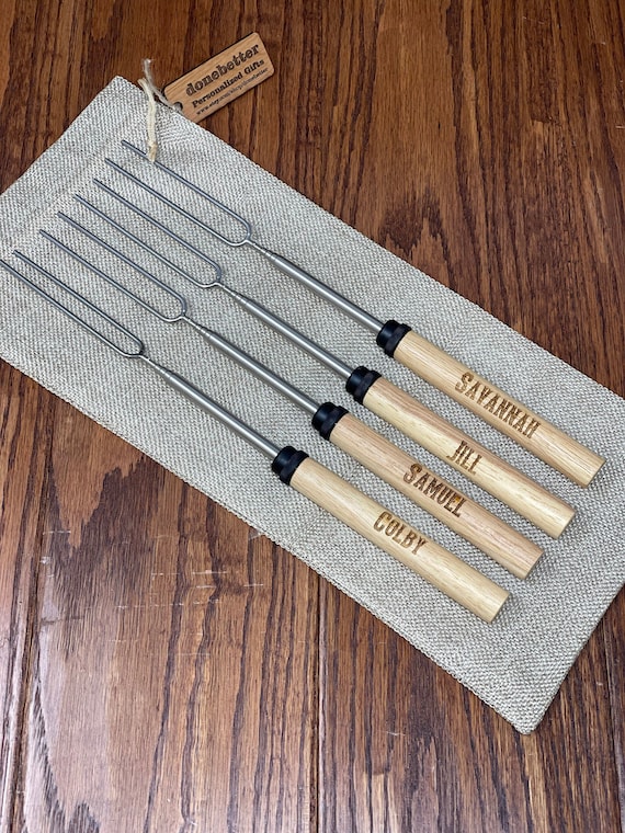 Custom Engraved S'mores Roasting Stick Set, Personalized Housewarming, Campfire Marshmallow, Anniversary Gift, Father's Mothers Day Camping