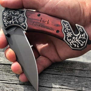 Coltello personalizzato, coltello da toeletta, coltello personalizzato, coltello inciso, coltello monogrammato, coltelli da toeletta, regali per uomini, groomsman, uomo migliore