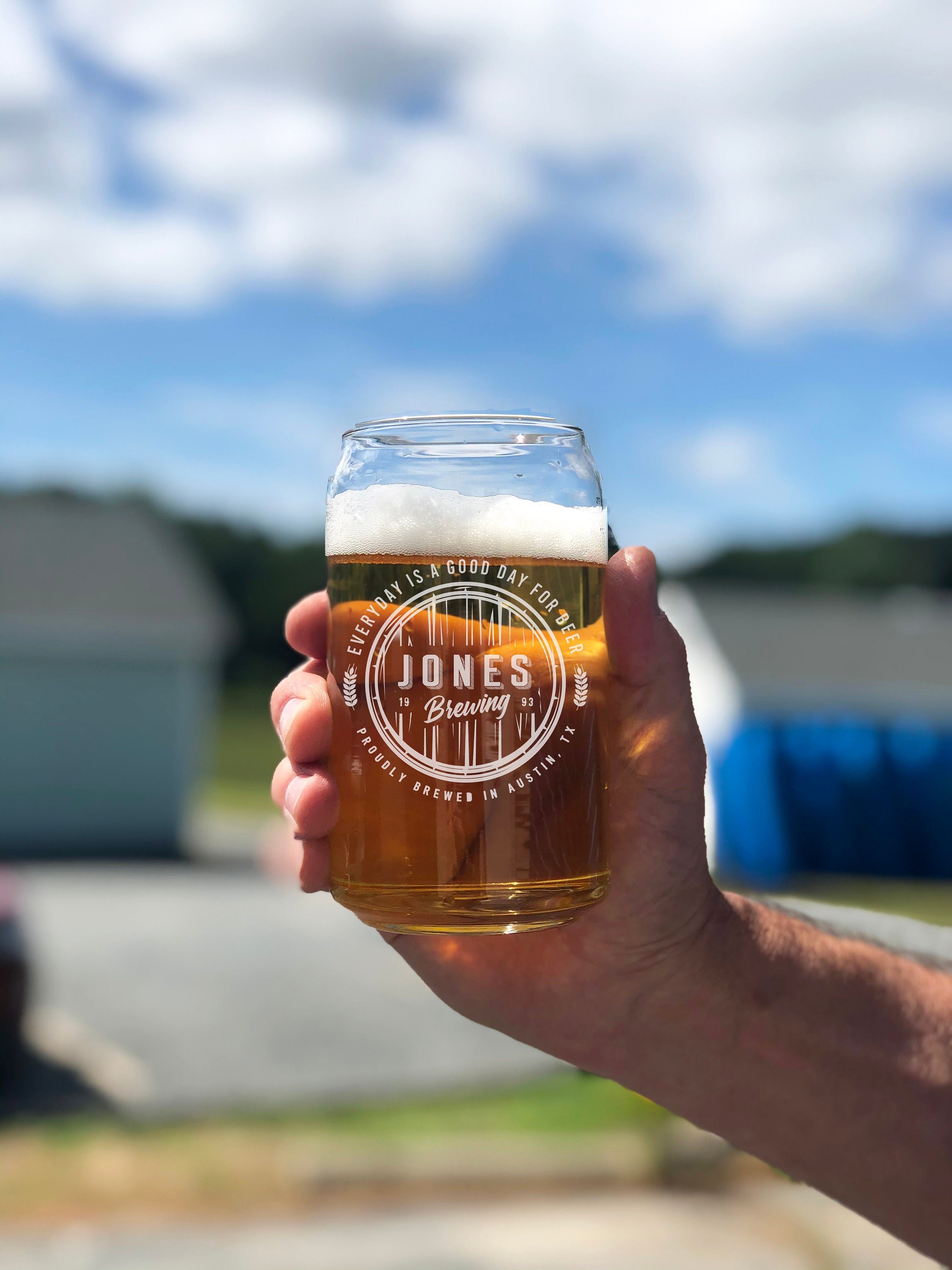 Personalized Beer Can Glass – Mountain Sand