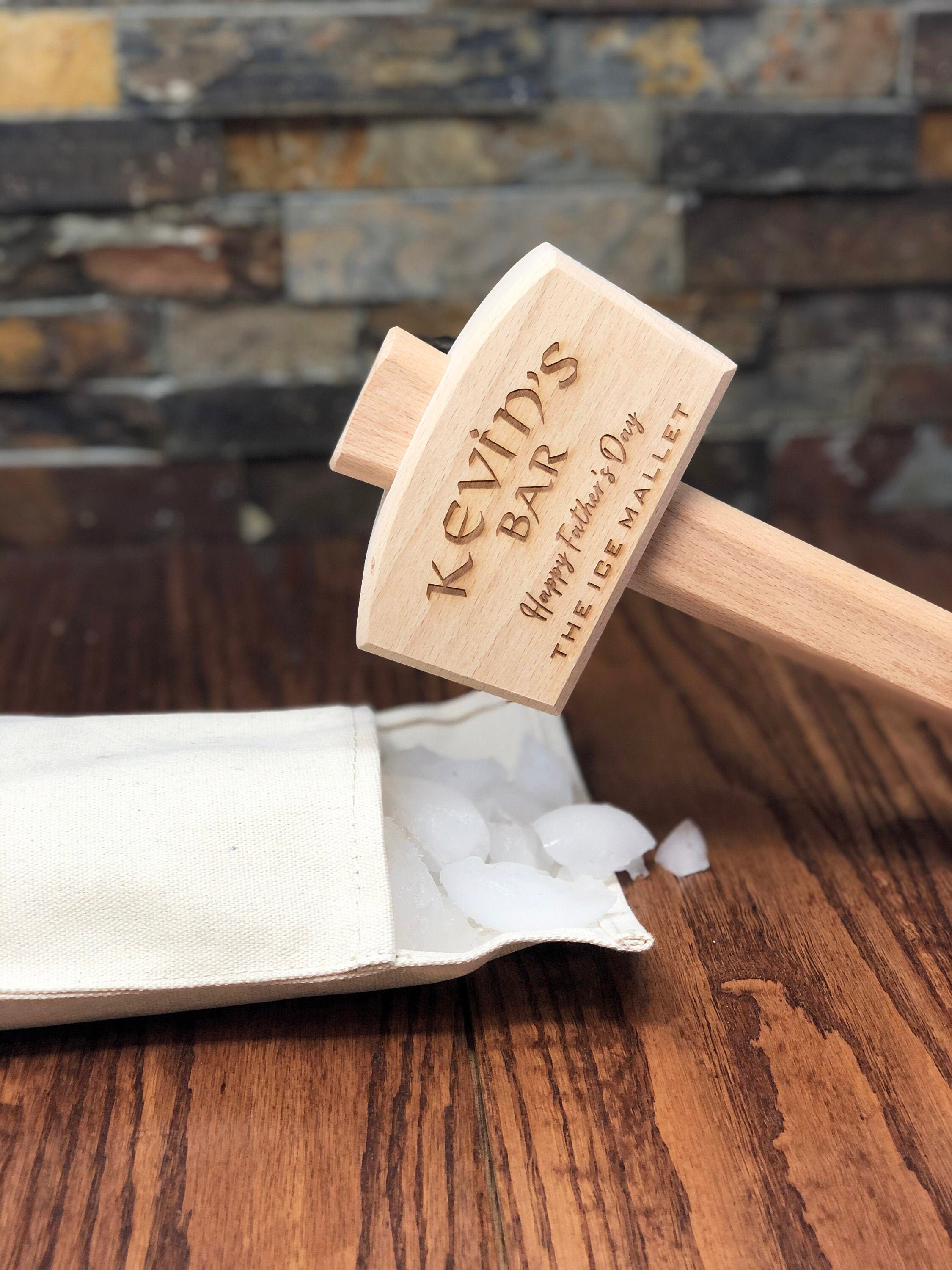 Eparé Ice Mallet And Lewis Bag - Ice Crushing Wood Hammer And Bar Bag -  Small Wooden Ice Crusher - Professional Bartender And Kitchen Tool Kit 