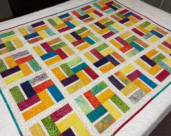 Bright baby crib toddler quilt batik quilt
