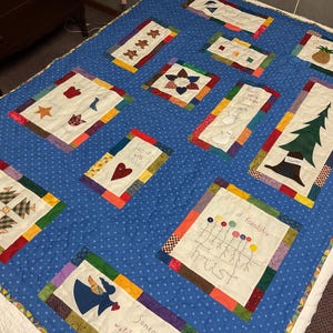 Hand embroidered appliqued lap quilt inspirational