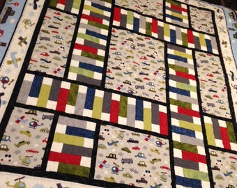 Transportation baby toddler quilt primary color quilt