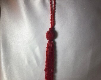 Borla Key trenzada roja, borla clave, trenzada, borla roja