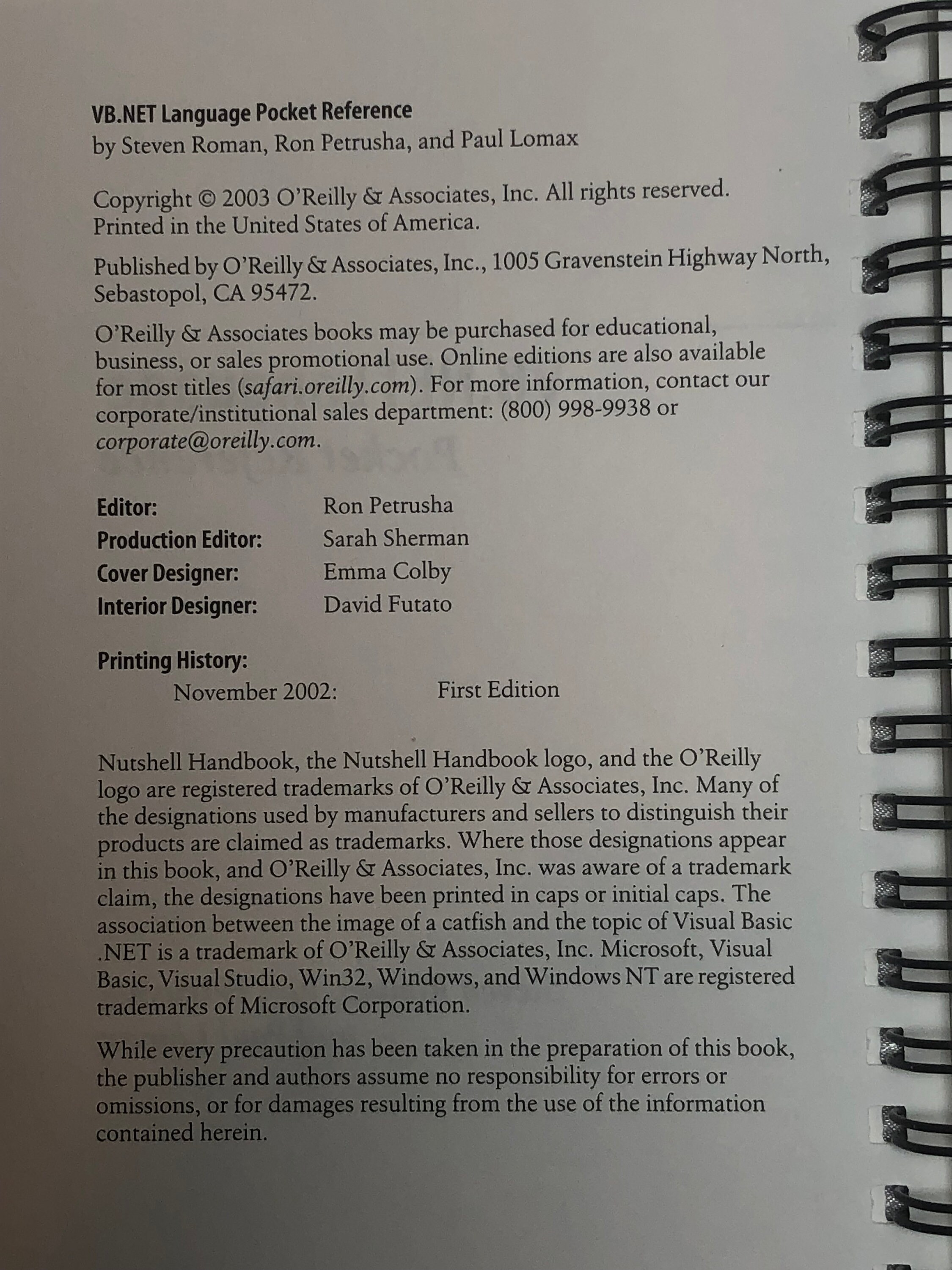 Vb.net Language and PHP Pocket Reference Books Steven Roman Ron ...