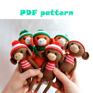 PDF pattern Сrochet monkey in hat , amigurumi pattern, monkey  pattern, crochet animals, PDF pattern, crochet toy pattern