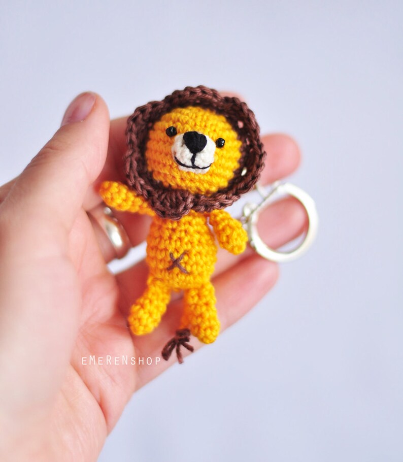 Crochet keychain Lion Amigurumi Keyring Little Lion Etsy