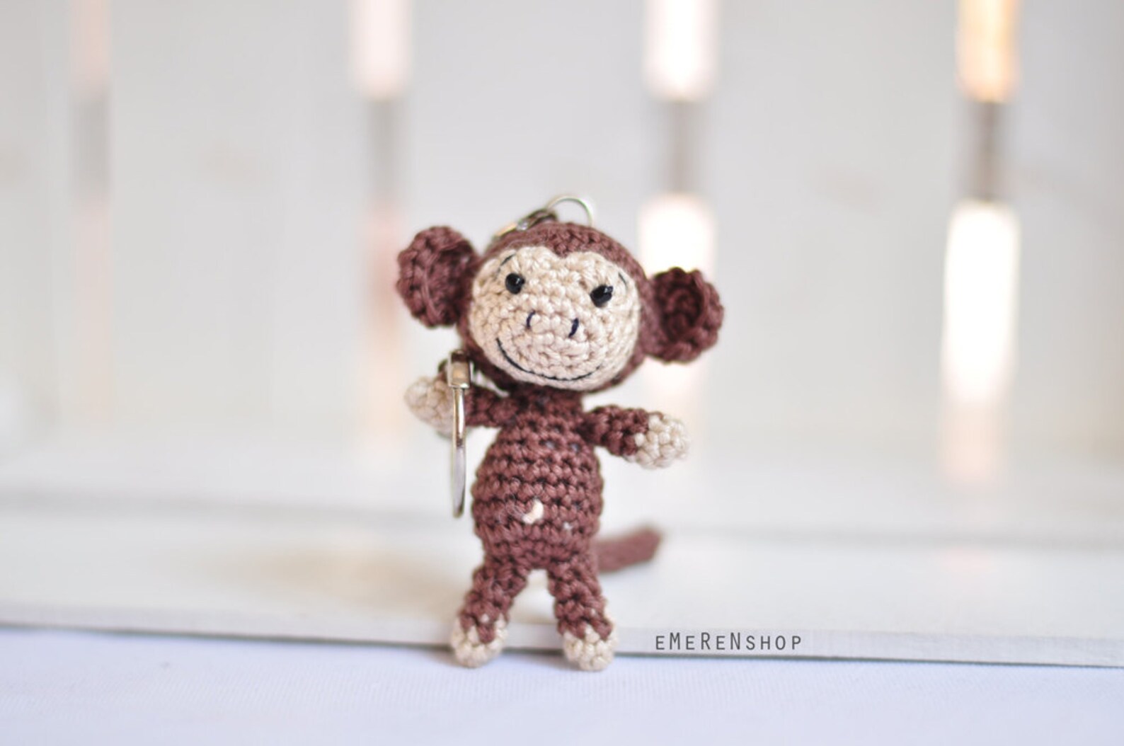 Crochet Keychain Monkey Amigurumi Keyring Little Monkey Etsy