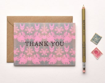 THANK YOU Pink & Blue Pattern Card