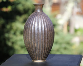 Hand Carved Stoneware Bottle vase