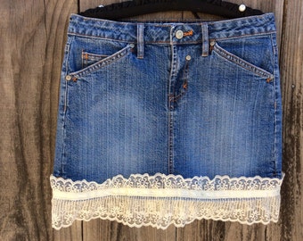 Embellished denim mini skirt.  Juniors size 7