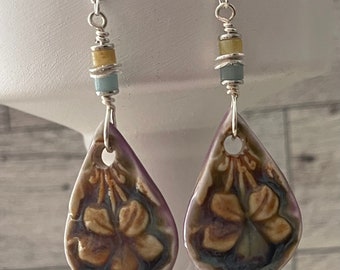 Ceramic Boho Flower Drop Earrings