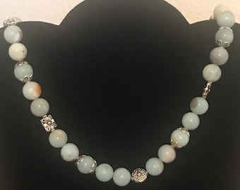 Véritable collier de perles de larimar