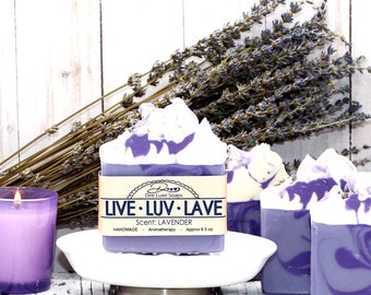 LAVENDER HANDMADE SOAP, Gift for women, Luxury soap for women, "Live-Luv-Lave" label, natural ingredients, lavender essential oil, X-Large