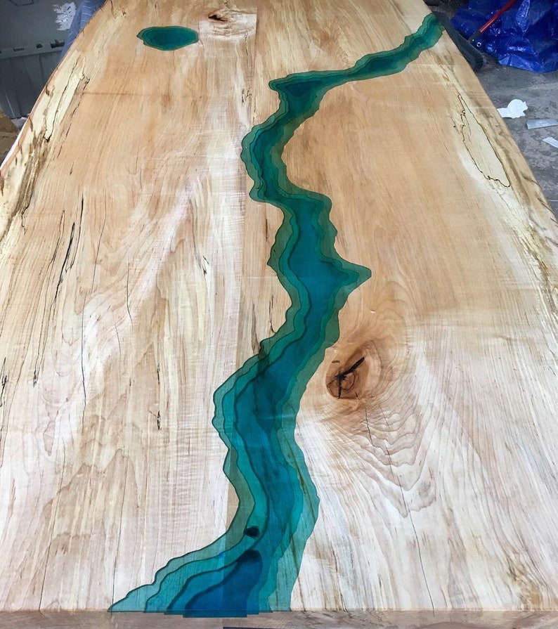 epoxy edge maple river spalted dining juniper root topographic base