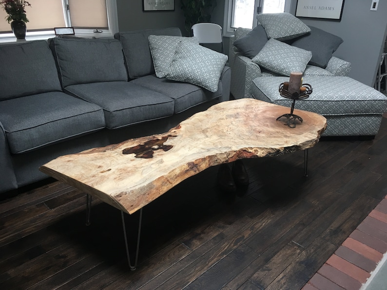Live Edge Spalted Maple Coffee Table With Clear Epoxy Etsy