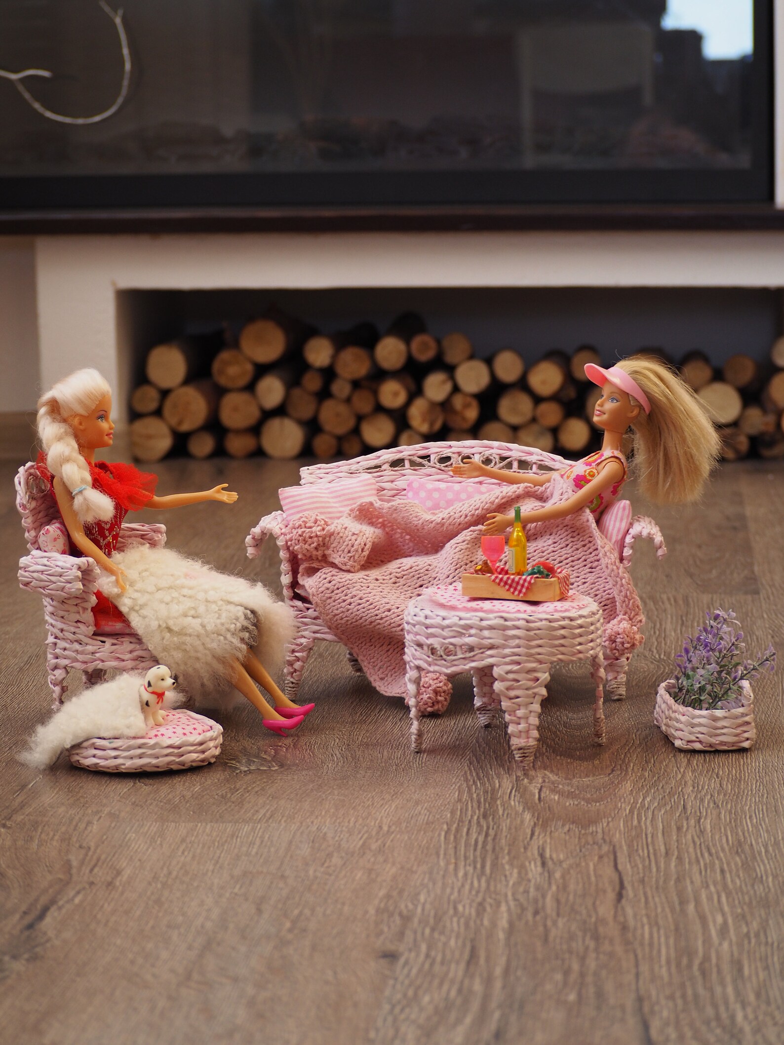 Barbie Doll Wicker Patio Furniture Handmade Set Light Rose Etsy