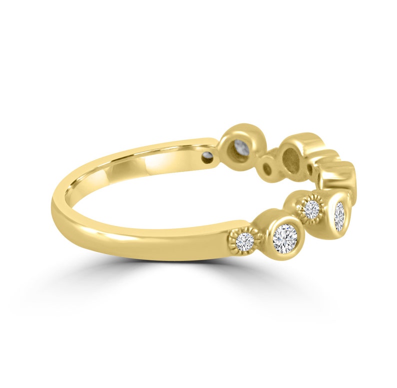 15ct Bezel Diamond 10k WhiteYellow Gold Anniversary Wave Milgran Band Ring