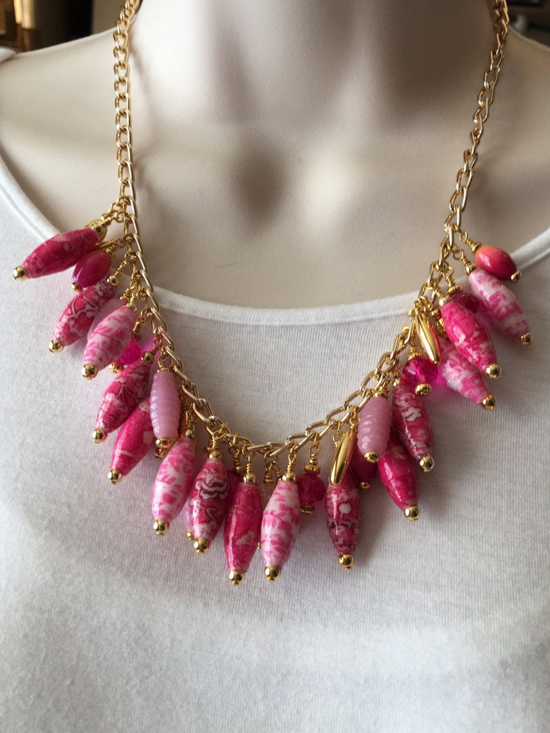 Graduated Shades of Pink Necklace & Earrings Set - Etsy