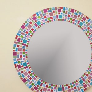 Mosaic Mirror / Round Wall Mirror / Colourful Mirror / Rainbow Room Decor / Unique Mirror