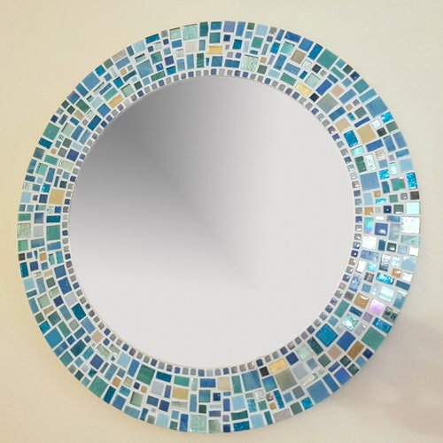 Mosaic Wall Mirror / Round Mirror / Bathroom Mirror / Mosaic Etsy