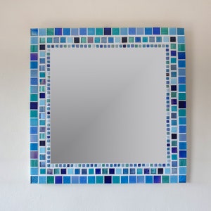 Bathroom Mirror in Blue & Turquoise, Mosaic Wall Mirror, Bathro, Mosaic Wall Art