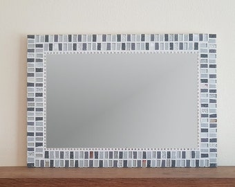 Mosaic Mirror Wall Mirror in Silver & Grey ~ Bathroom Mirror